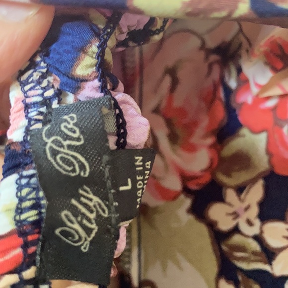 3/$33 Lily Rose dress floral print puff sleeve tie back boho cottagecore L jr - Picture 15 of 17